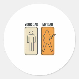 Funny Guitar Dad Vintage Engraving Shirt Design_1 Classic Round Sticker