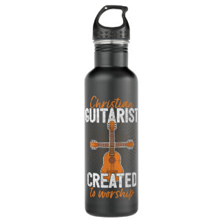 Funny Guitar Player Guitarist I Crucifix Christian 710 Ml Water Bottle
