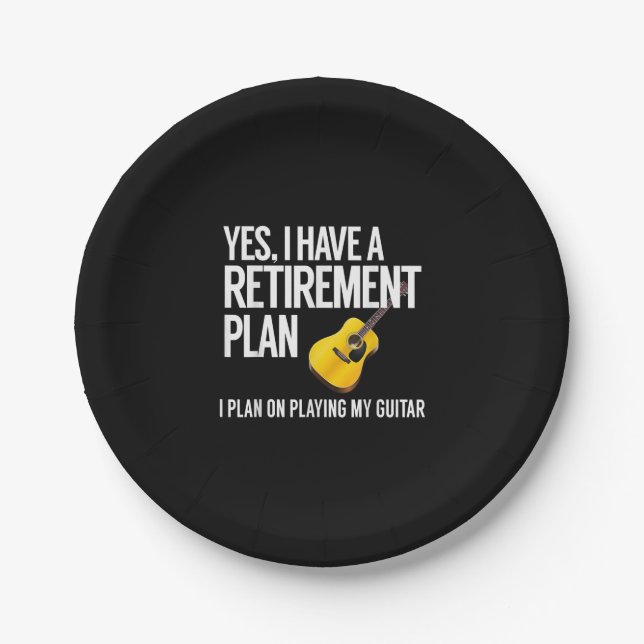 Funny Guitar Player Retirement Gift Paper Plate (Front)