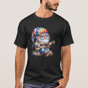 Funny Guitar Teacher Hippie Gnome Flower Power For T-Shirt