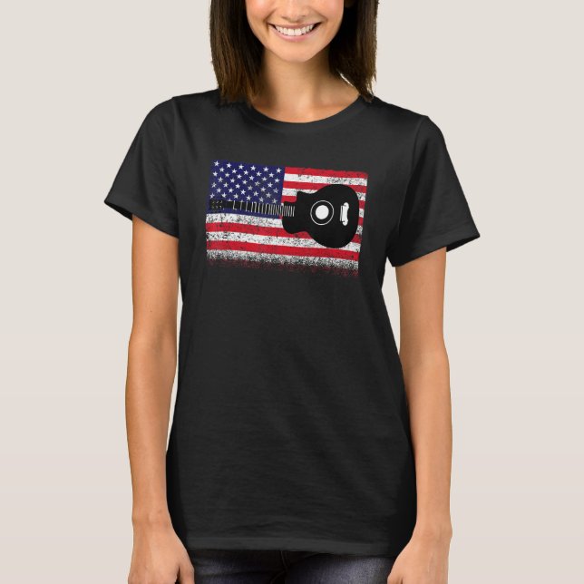 Funny Guitarist Art for Men Women Acoustic Guitar  T-Shirt (Front)
