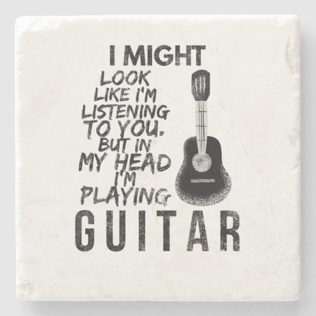 funny guitarist guitar player stone coaster (Front)