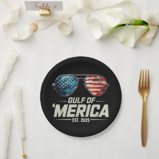 Funny Gulf Of USA America 2025 Retro Sunglasses Paper Plate