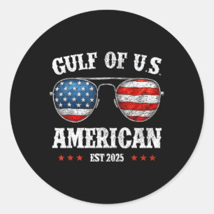 Funny Gulf Of Usa Red White And Blue Sungles  Classic Round Sticker