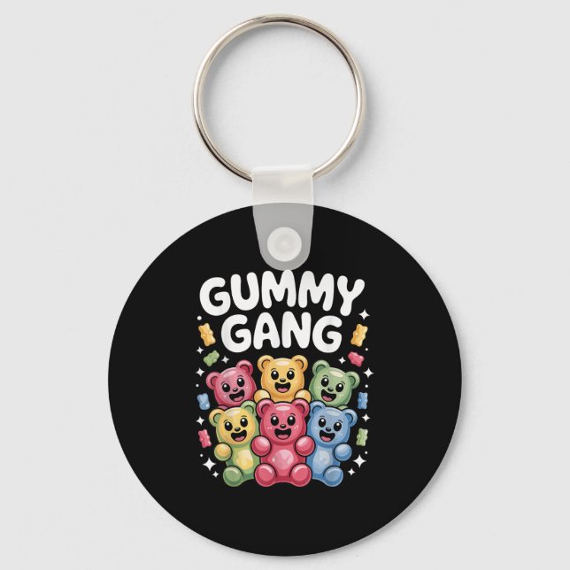 Funny Gummy Bear Design For Men Women Kids Gummy B Keychain (Front)