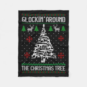 Funny Guns Ugly Christmas Sweaters For Gun Lovers  Fleece Blanket