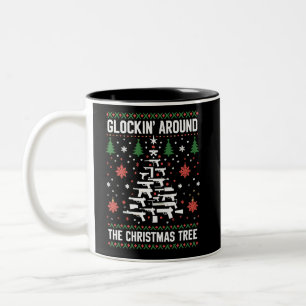 Funny Guns Ugly Christmas Sweaters for Gun Lovers Two-Tone Coffee Mug