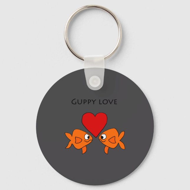 Funny Guppy Love Design  Keychain (Front)
