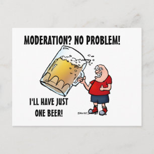 Funny Guy With Just One BIG Beer Postcard