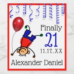 Funny Guys 21st Birthday Party Sparkling Wine or Wine Label