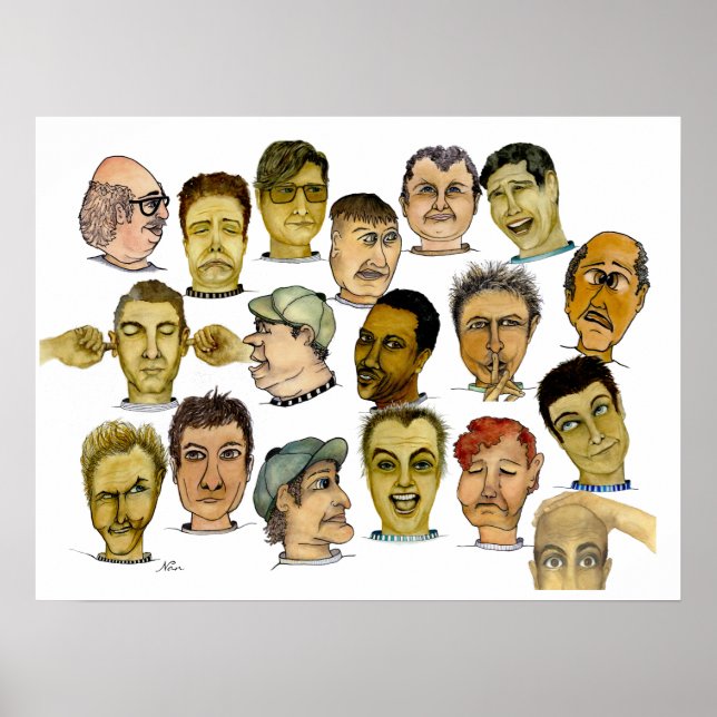 Funny Guys with Silly Faces Poster (Front)