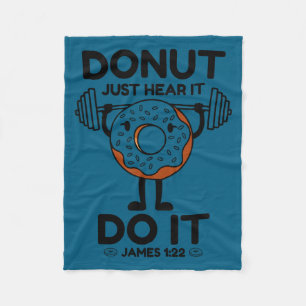 Funny Gym Donut Lifting Weight Fitness Motivation  Fleece Blanket