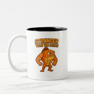 Funny Gym Fish T-Shirt Two-Tone Coffee Mug