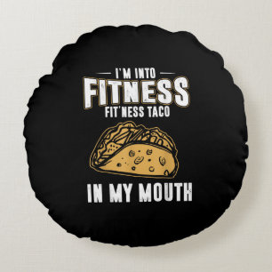 Funny Gym Fitness Taco T-Shirt Round Pillow