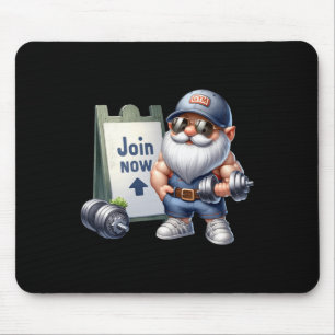 Funny Gym Gnome Graphic With Dumbbells For Men Fit Mouse Pad