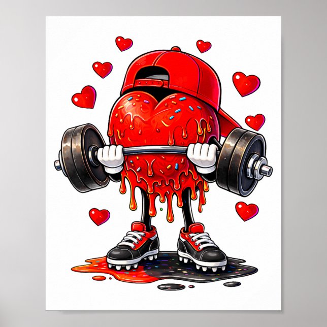 Funny Gym Heart Weightlifting Fitness Workout Drip Poster (Front)