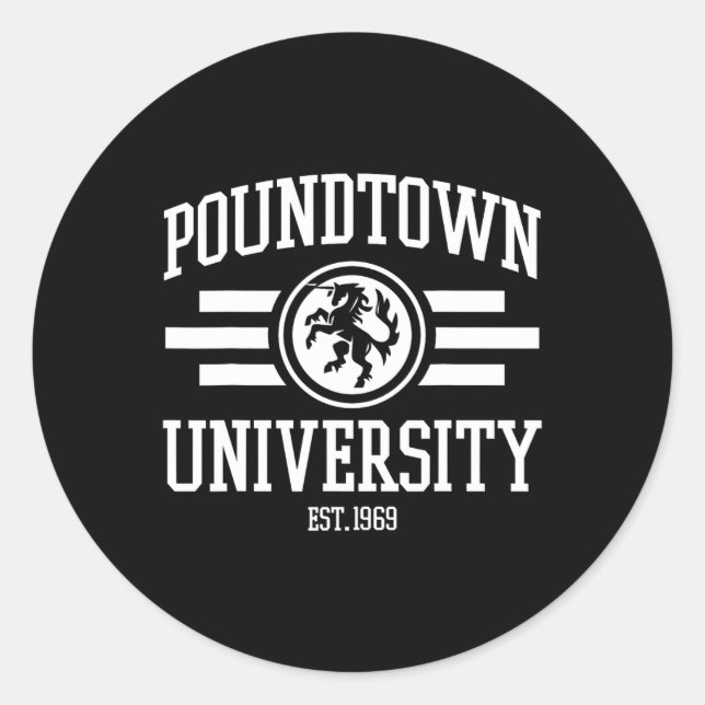 Funny Gym Humour Pound Town University Gym And Lif Classic Round Sticker (Front)