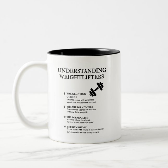 Funny Gym Life Definitions Two-Tone Coffee Mug (Left)