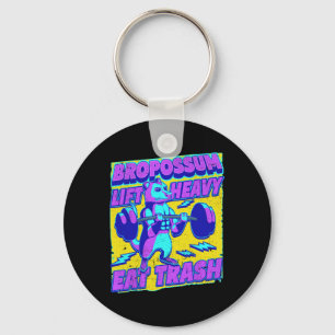 Funny Gym Lift Heavy Eat Trash Weightlifting Oposs Keychain