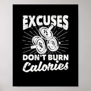 Funny gym motivation exercise excuses poster