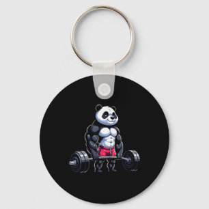 Funny Gym Panda Bodybuilder Weightlifting Motivati Keychain