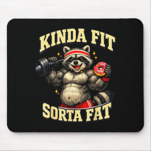 Funny gym raccoon_ kinda fit sorta fat mouse pad