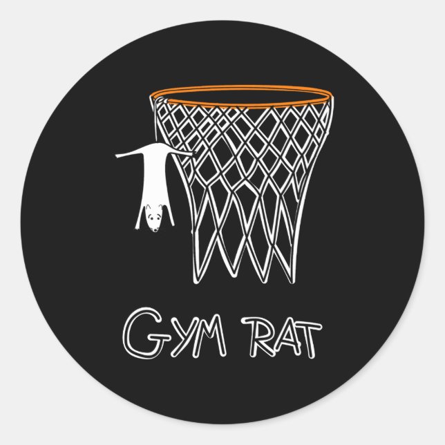 Funny Gym Rat Basketball Hoop  Classic Round Sticker (Front)