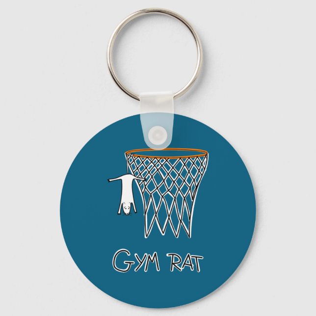 Funny Gym Rat Basketball Hoop  Keychain (Front)