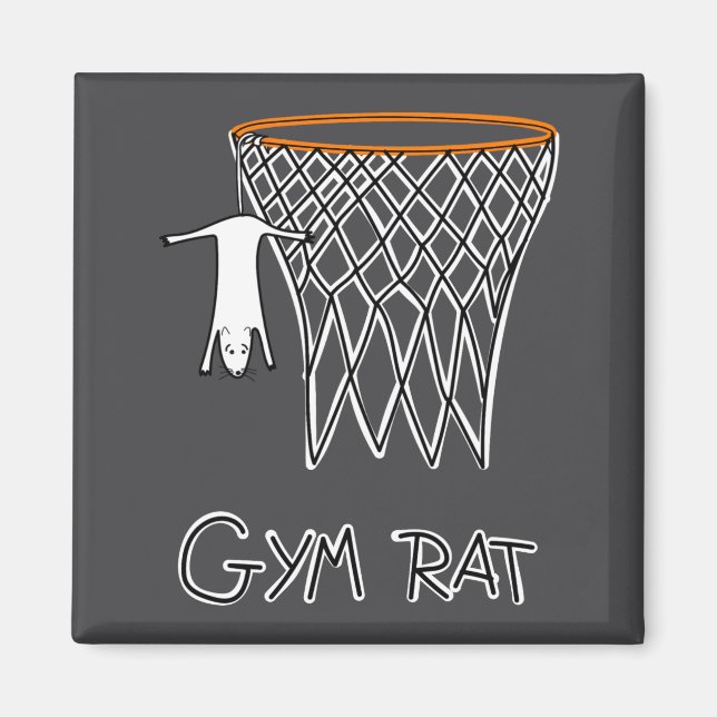 Funny Gym Rat Basketball Hoop  Magnet (Front)
