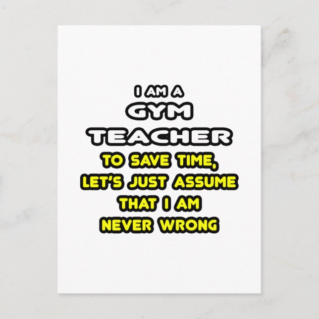 Funny Gym Teacher T-Shirts and Gifts Postcard (Front)