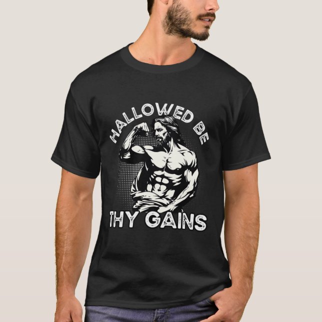 Funny Gym Workout Bodybuilding Fitness Gym And Jes T-Shirt (Front)