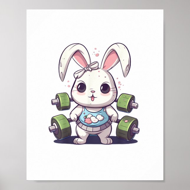 Funny Gym Workout Bunny Fitness Studio Rabbit Card Poster (Front)