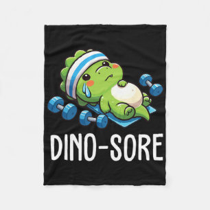 Funny Gym Workout Dinosaur Weight Lifting Gym Dino Fleece Blanket