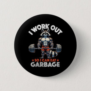 Funny Gym Workout Muscled Raccoon Weight Training  2 Inch Round Button