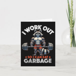 Funny Gym Workout Muscled Raccoon Weight Training  Card