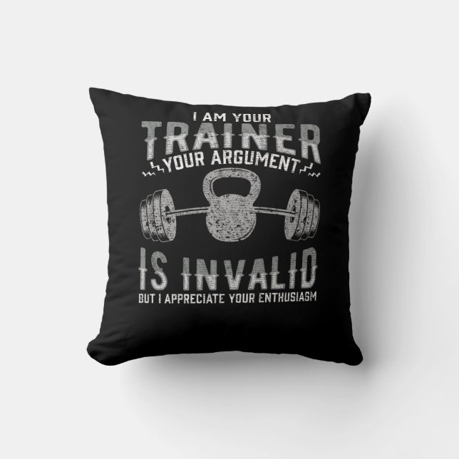 Funny Gym Workout Training Personal Trainers Throw Pillow (Front)