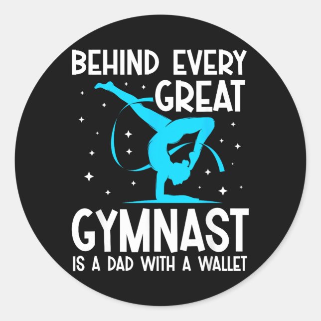 Funny Gymnastics Dad Classic Round Sticker (Front)