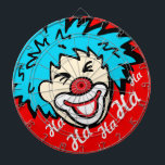 Funny ha ha graphic clown dart board<br><div class="desc">A unique clown dart board in red and red. Designed to motivate you to throw better darts! Ha ha ha. Produced by Sarah Trett. Would look great in a kids bedroom, bar, games room or circus tent.</div>