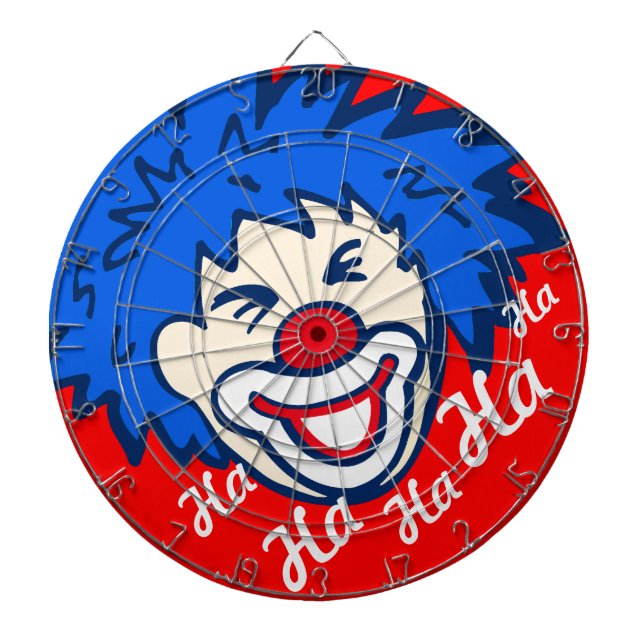 Funny ha ha graphic clown dart board (Front)