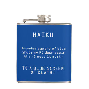 Funny Haiku to the Blue Screen of Death Hip Flask