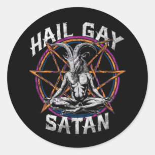 Funny Hail Gay Satan LGBT Goth Gay Pride Baphomet Classic Round Sticker