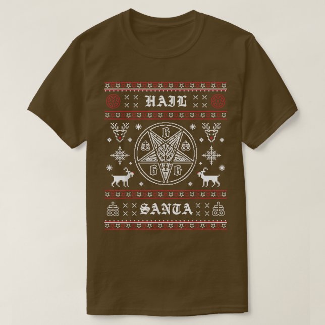 Funny Hail Santa Ugly Christmas Sweater Gift - T-S (Design Front)