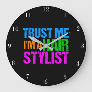 Funny Hair Stylist Large Clock
