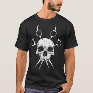 Funny Hairdresser Designs For Men Women Skull Hair T-Shirt