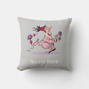 Funny Hairdresser hairstylist cartoon personalized Throw Pillow