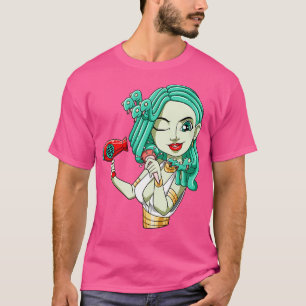 Funny hairdresser mythology blow dryer curls T-Shirt