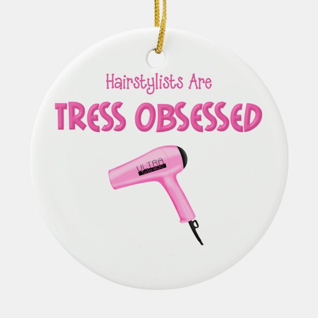 Funny Hairstylist Ceramic Ornament (Front)