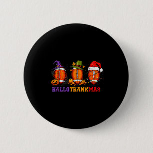 Funny Hallothankmas Football Halloween Thanksgivin 2 Inch Round Button