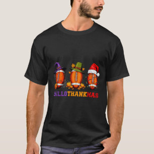 Funny Hallothankmas Football Halloween Thanksgivin T-Shirt