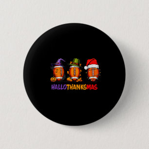 Funny Hallothanksmas Football Halloween Thanksgivi 2 Inch Round Button